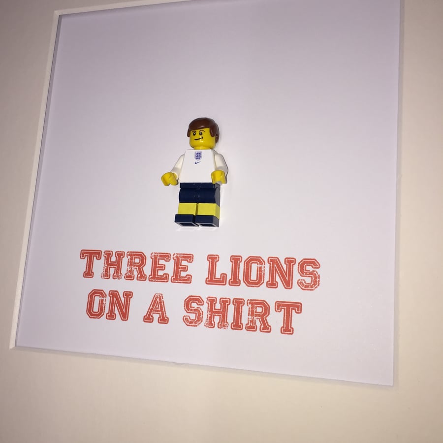 ENGLAND - Framed custom Lego minifigure - Three Lions