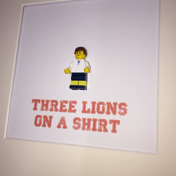 ENGLAND - Framed custom Lego minifigure - Three Lions