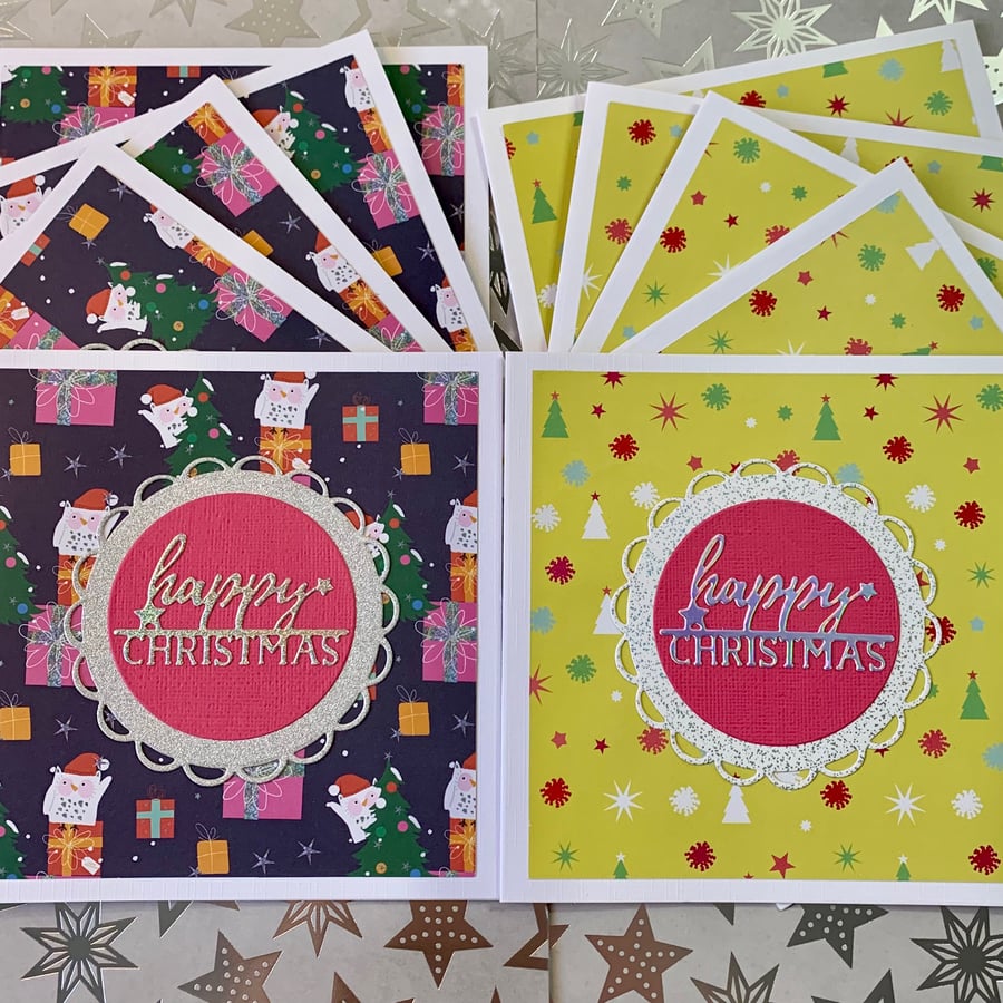 Handmade Happy Christmas Cards - Pack of 10