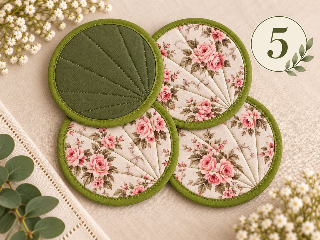 Set of 4 Handmade Brocade Coasters – Luxury Fabric Drink Coasters