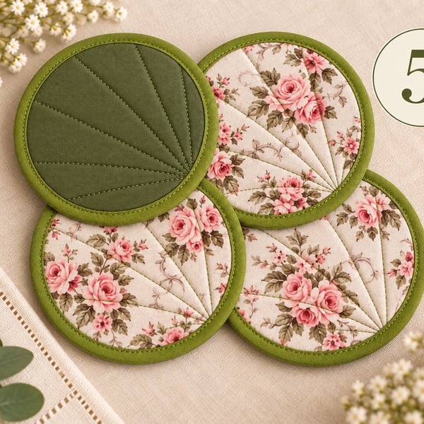 Set of 4 Handmade Brocade Coasters – Luxury Fabric Drink Coasters