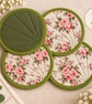 Set of 4 Handmade Brocade Coasters – Luxury Fabric Drink Coasters