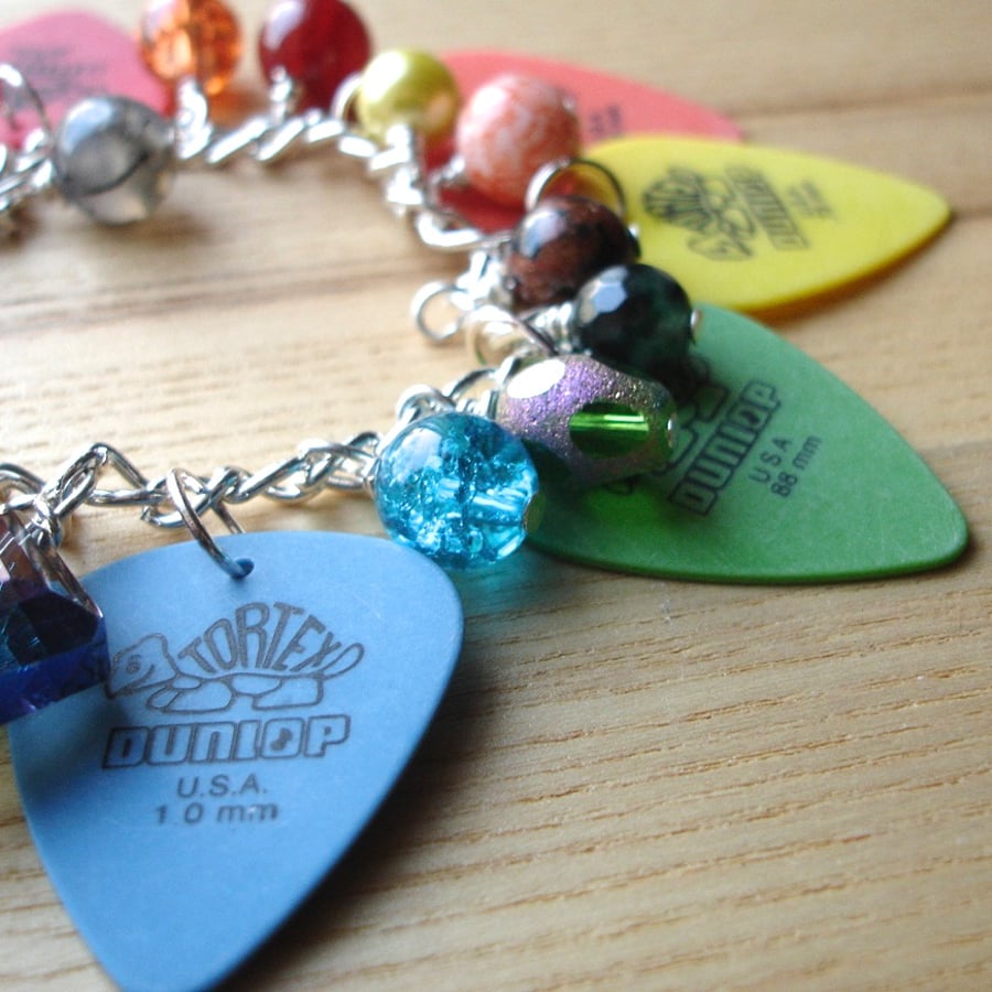 Rainbow Rock Chick Plectrum Charm Bracelet