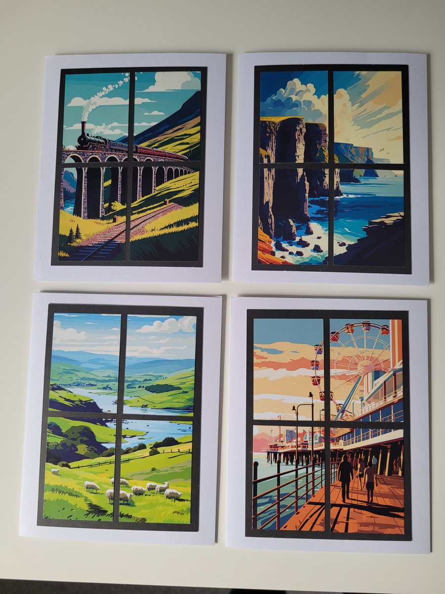 Pack of 4, set of 4, Best of Britain, blank cards