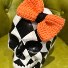 Bow Hair Clip: Coral Peach Crochet