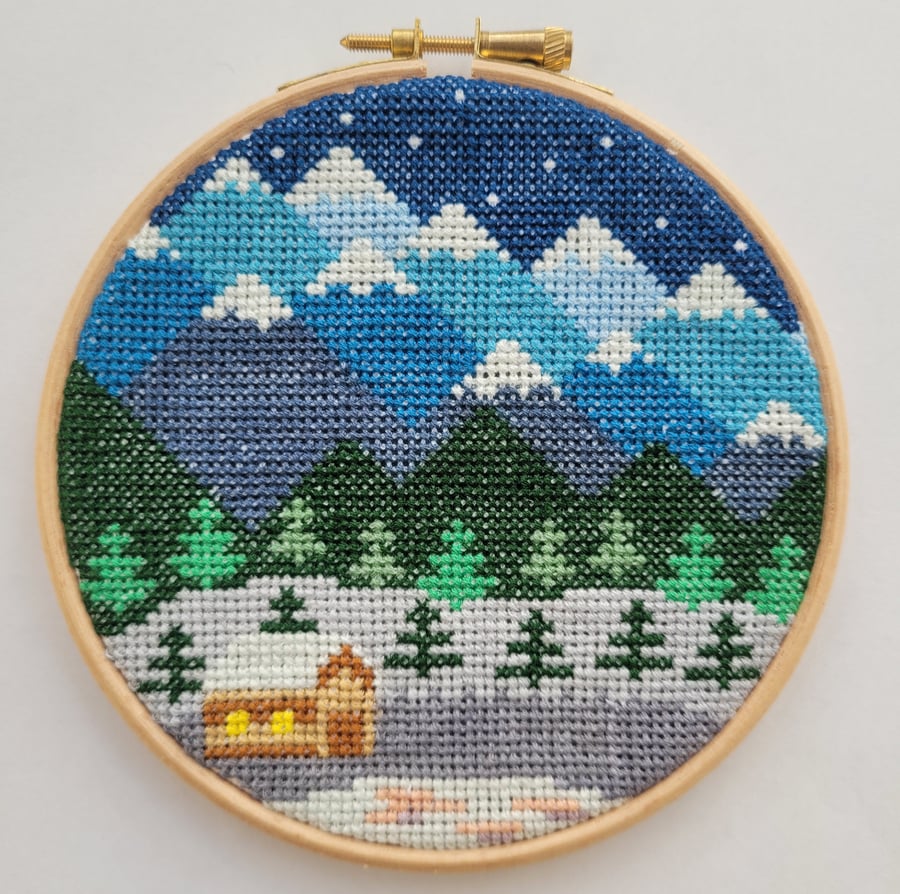 Mountains Winter Cross Stitch Kit