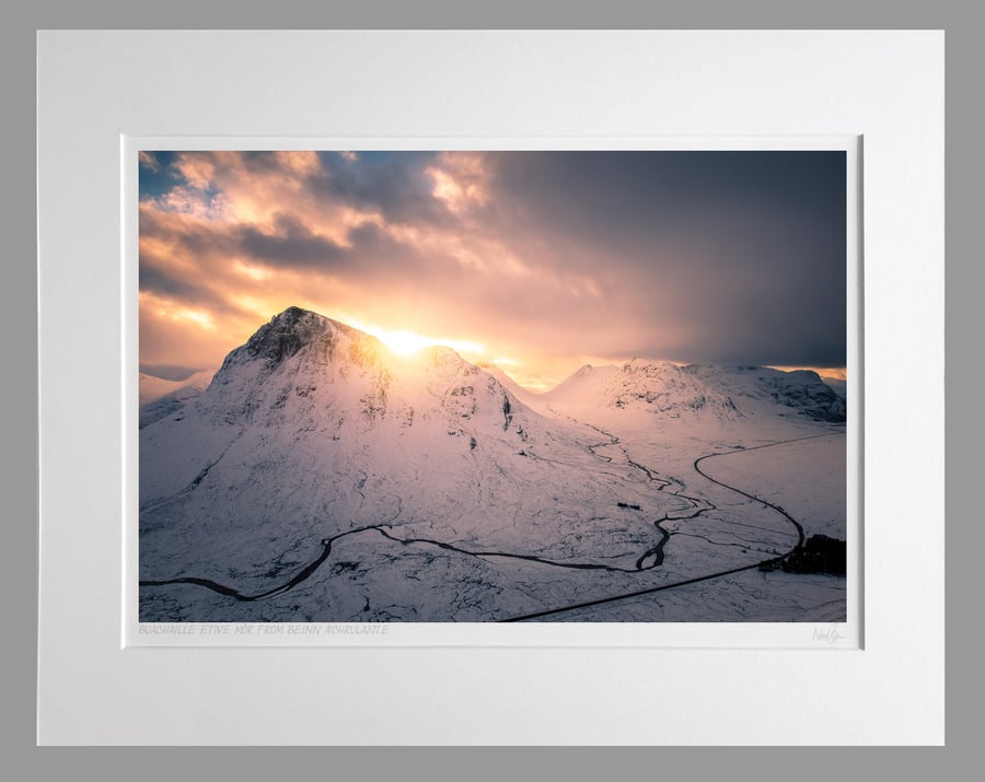 Buachaille Etive Mor, Glen Coe in the snow - A3 (50x40cm) Unframed Print