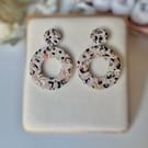 Animal Print - Jasper Circle Hoop Polymer Clay earrings 