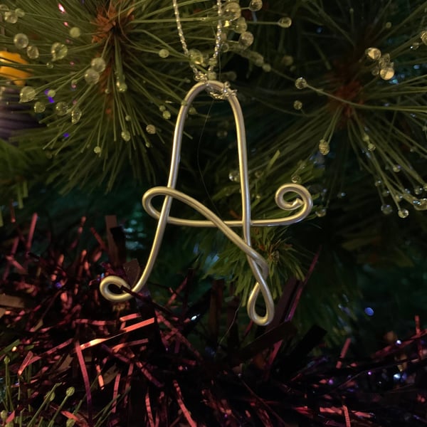 Personalised Christmas Tree Ornament, Initial Ornament, Hanging Wire Letter