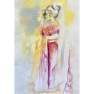 Figurative Drawing. In the window of a sari shop, Brick Lane. Watercolour pencil