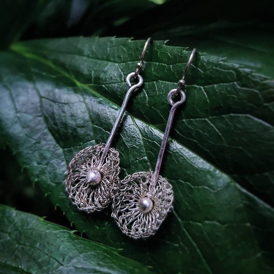.999 Crochet Fine Silver Earrings