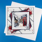Traditional Christmas card, Large, 3d,  Country Village