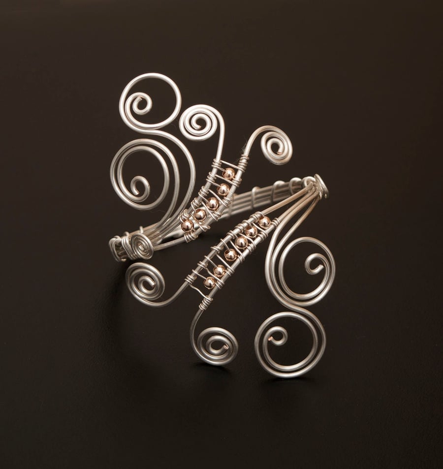 Silver Armlet, spiral and Celtic design upper arm cuff, celtic swirl armcuff, 