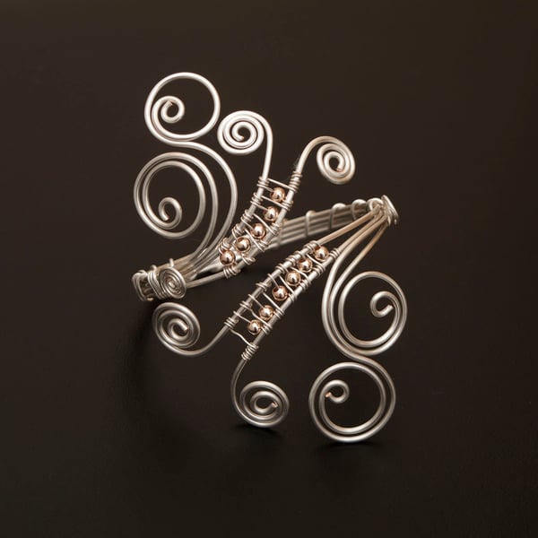 Silver Armlet, spiral and Celtic design upper arm cuff, celtic swirl armcuff, 