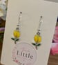 Yellow Tulip Dangle Earrings, Enamel Floral Charms, Handmade Jewellery - Image 3