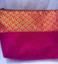 Gold stars and pink tweed  - Medium zipped pouch for toiletries, make-up, etc...