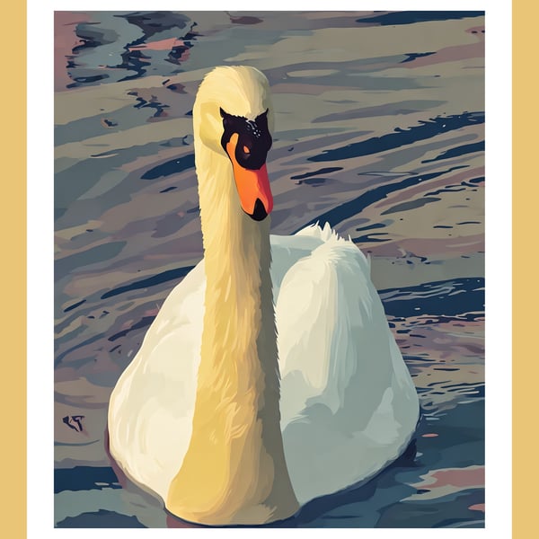 Male Swan on the Fens Norfolk Greeting Card A5 Size 