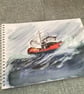 Fishing boat with crashing textured waves - Image 1