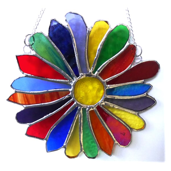 Rainbow Sunflower Stained Glass Suncatcher