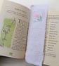Hand Embroidered Bookmark - Pink Flower- Created using Upcycled Vintage Fabric - Image 1