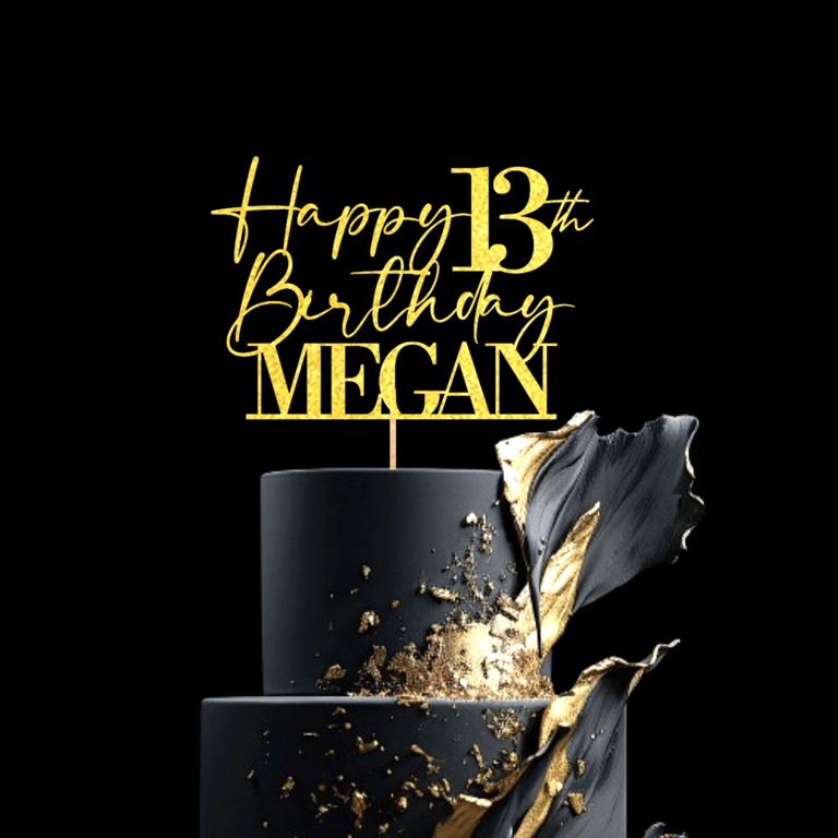 Happy Birthday Cake Topper, Custom Name and Age Cake Topper, 13th Cake Topper