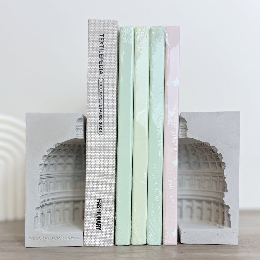 Concrete Roman Style Bookends - Rome Dome Book Ends - Office Book Organisers
