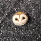Barn owl needle felted brooch