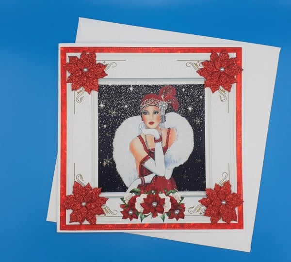 Art Deco Christmas card, Wife, Sister, Daughter, Mother