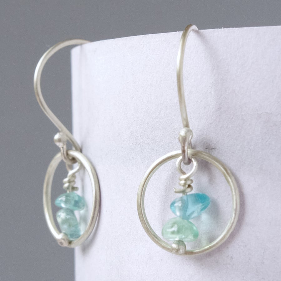 Aquamarine Apatite Earrings With 925 Silver Mounts