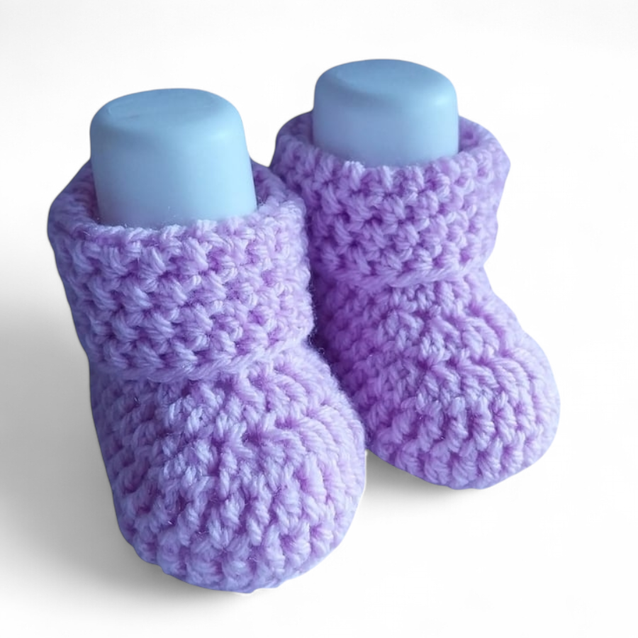 Crocheted Lilac Baby Booties, 0-3 Months, Baby Girl Gift, Gender Reveal,