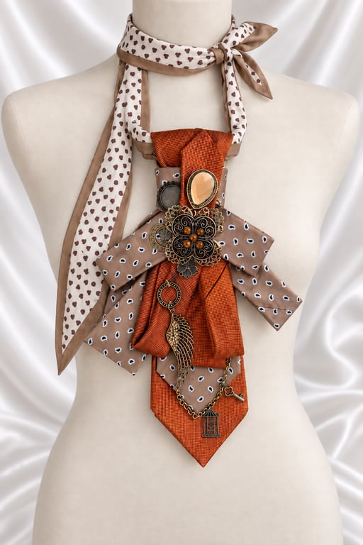 Autumn Voyager – Upcycled Necktie Statement Necklace