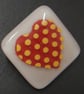 HANDMADE FUSED DICHROIC GLASS 'POLKA-DOT HEART' BROOCH. - Image 2