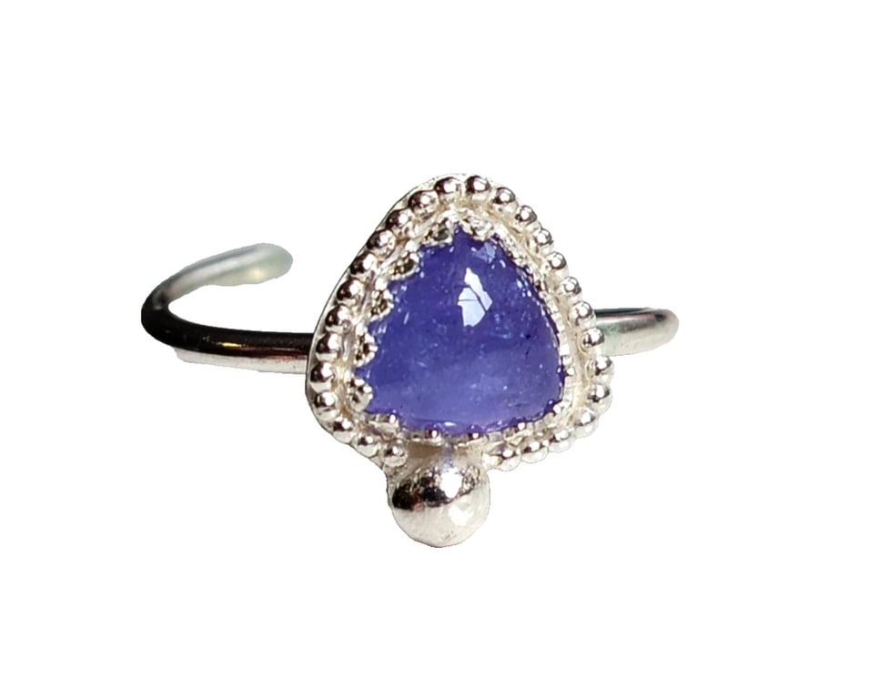 Silver Ring Tanzanite Adjustable Jewellery Gift Recycled Sterling .925