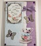 Birthday Tea Card Enjoy a Cup of Tea Any Occasion Vintage Bone China  - Image 1