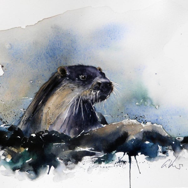 Otter, Professional Giclée Print.