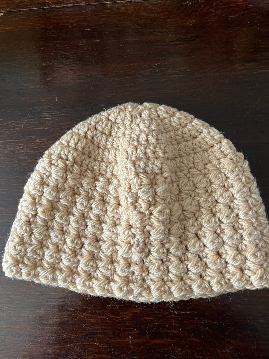 Fawn, Beige, Wheat Coloured Chunky Crocheted Beanie Hat 