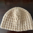 Fawn, Beige, Wheat Coloured Chunky Crocheted Beanie Hat 