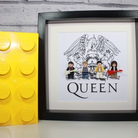 QUEEN - Framed Lego minifigure - Awesome band artwork 