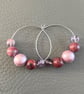 Handmade Hoop Earrings with Natural Gemstones 