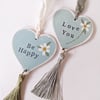 Hand Painted Wooden Heart Hanging Decoration