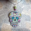 Mexican Skull Day of the Dead Acrylic Statement Necklace
