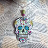 Mexican Skull Day of the Dead Acrylic Statement Necklace