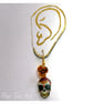Sugar Skull Earrings with Yellow Metal Roses  - Image 3