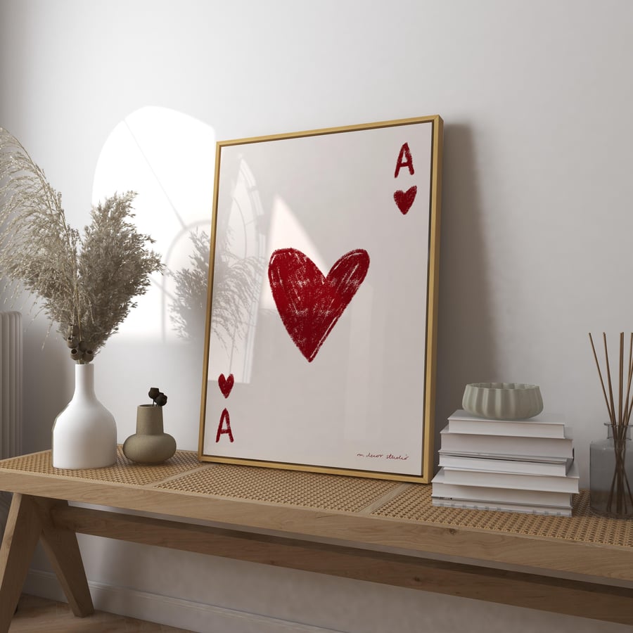 Ace of Hearts Card Art Print Poster