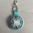 Hand Embroidered Sewing Bag Charm or Keyring