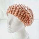 Pale Pink Slouch Beanie Hat with Brim - Summer Seconds