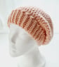 Pale Pink Slouch Beanie Hat with Brim - Summer Seconds