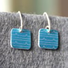 Blue square drop earrings