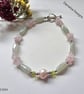 Rose Quartz, Aventurine, Peridot & Cream Freshwater Culture Pearl Bracelet  - Image 3
