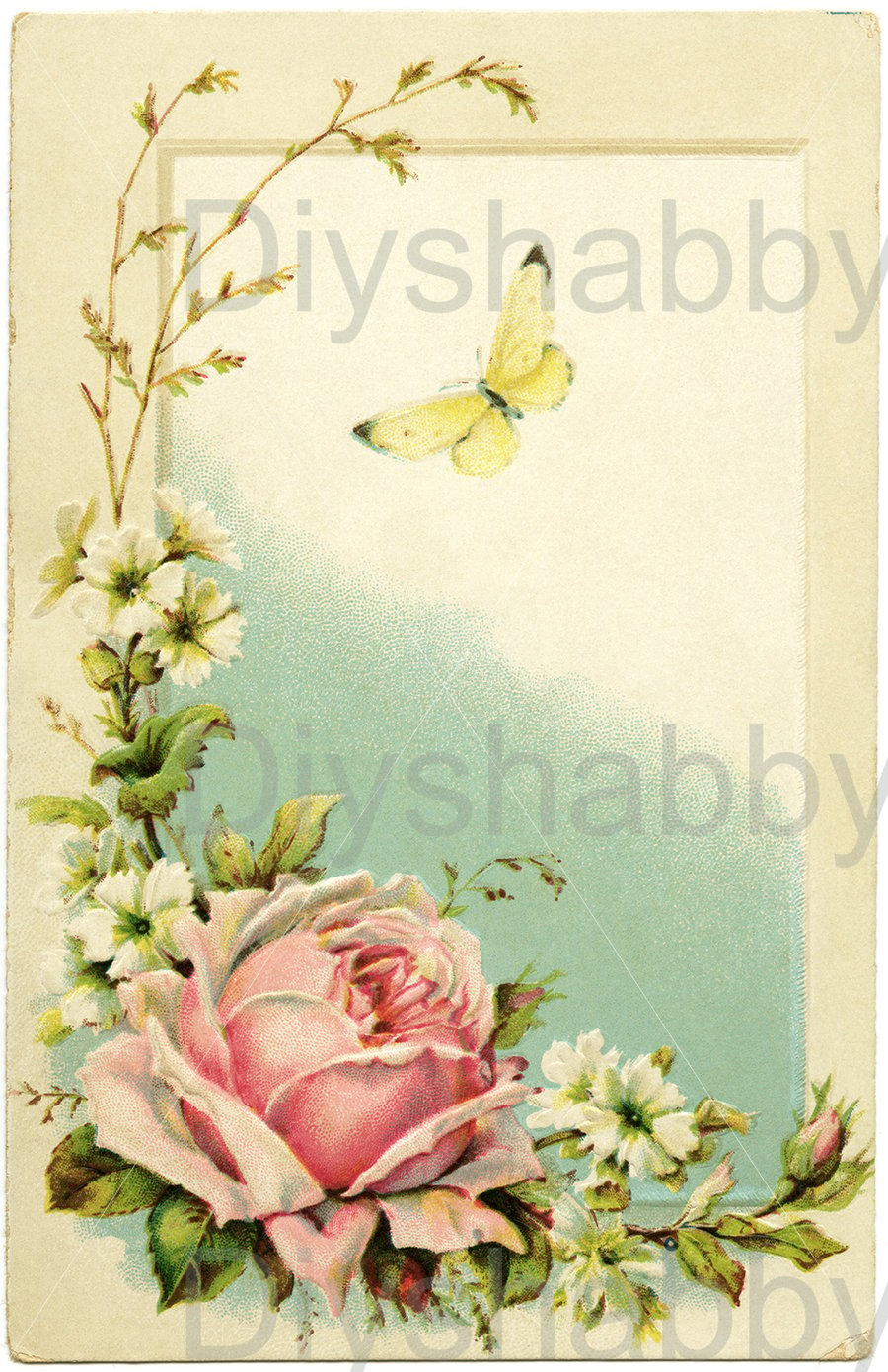 Waterslide Wood Furniture Decal Vintage Image Transfer Shabby Chic Pastel Rose